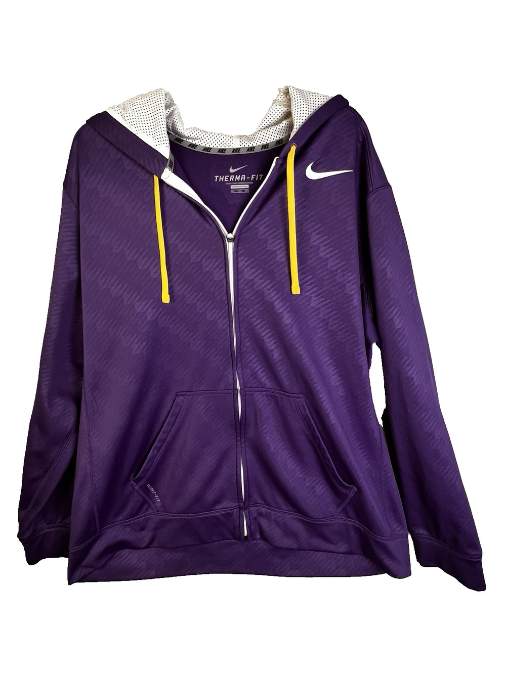 Nike Therma-Fit Zip-Up Hoodie Mens X XL Purple Yellow Athletic Outdoors Warm